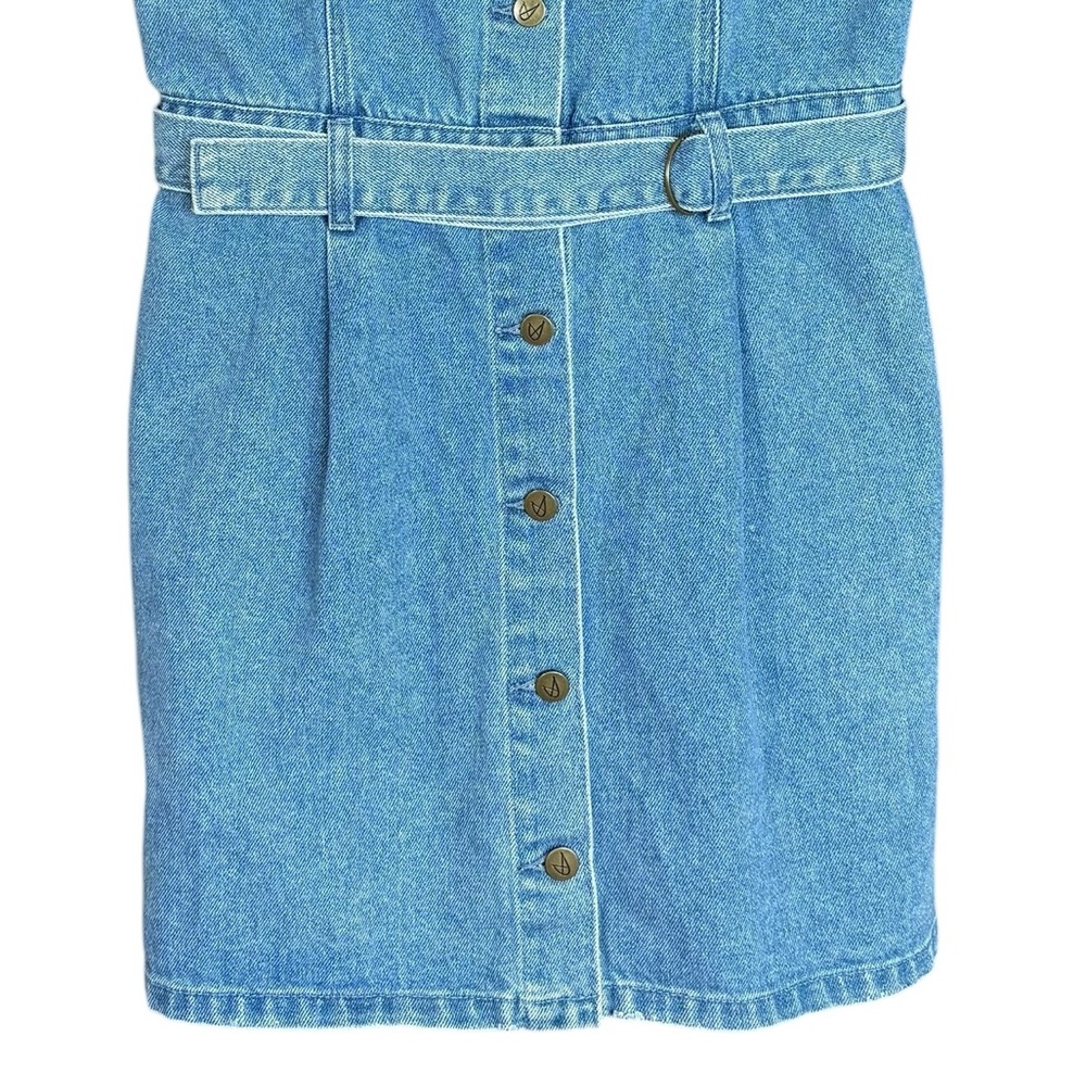 MP|D Denim Pinafore Dress Button Front Belted Blue Jean Dress Size L - Picture 8 of 14